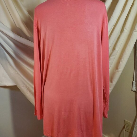 0096. NWOTs ~ Denim 24/7 ~ X-Long Pink Silky T-Neck ~ 18-20 - Picture 6 of 8